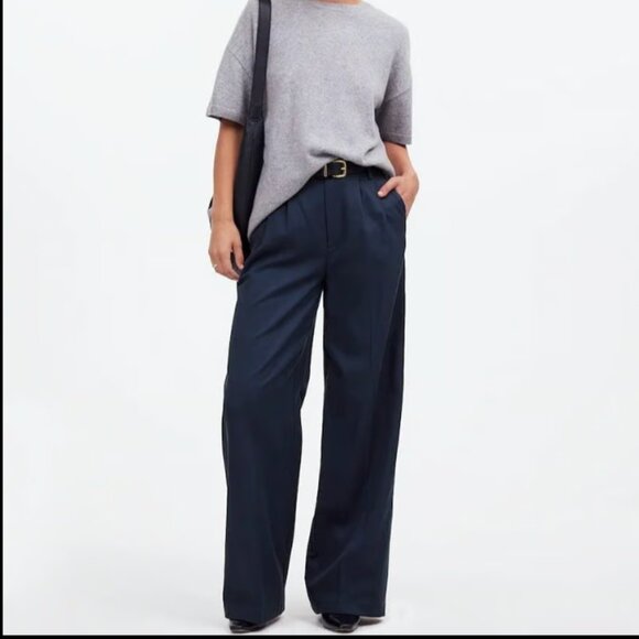 MADEWELL HARLOW WIDE LEG PANTS TROUSER DEEP INDIGO NAVY $120 NEW 12 - Picture 2 of 14